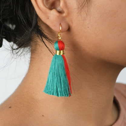 Tassel earring, two colour, Boho jewelry, threader earrings, tribal earrings, danglers
