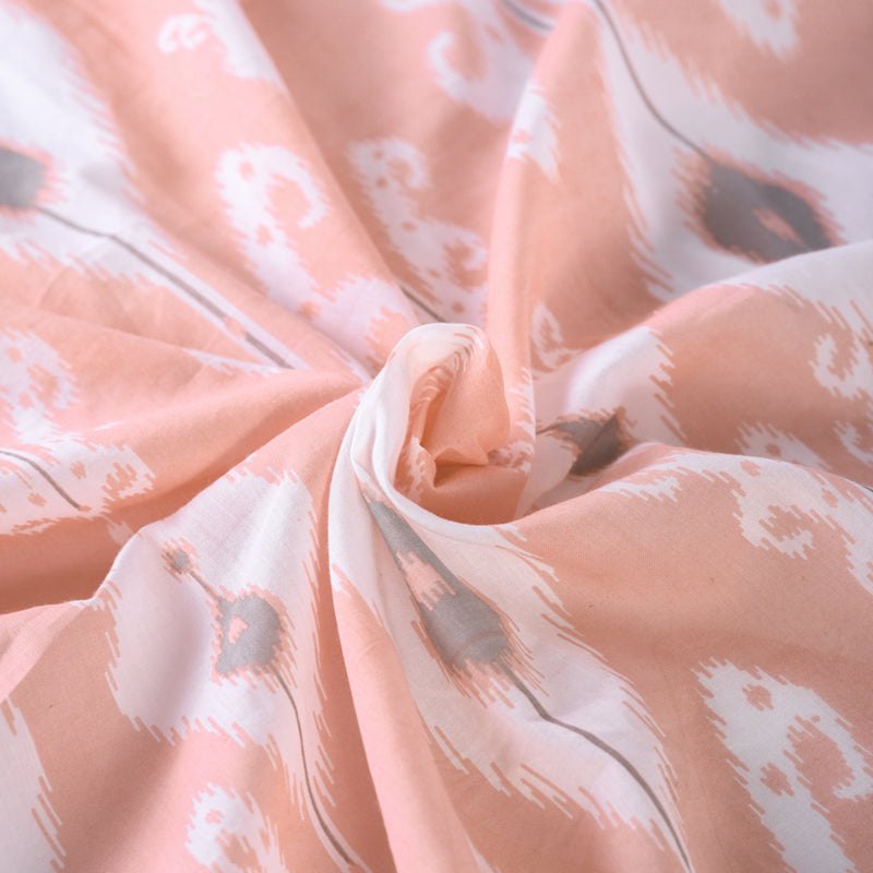 Coral Ikat print sheer fabric, ikat pattern cotton fabric