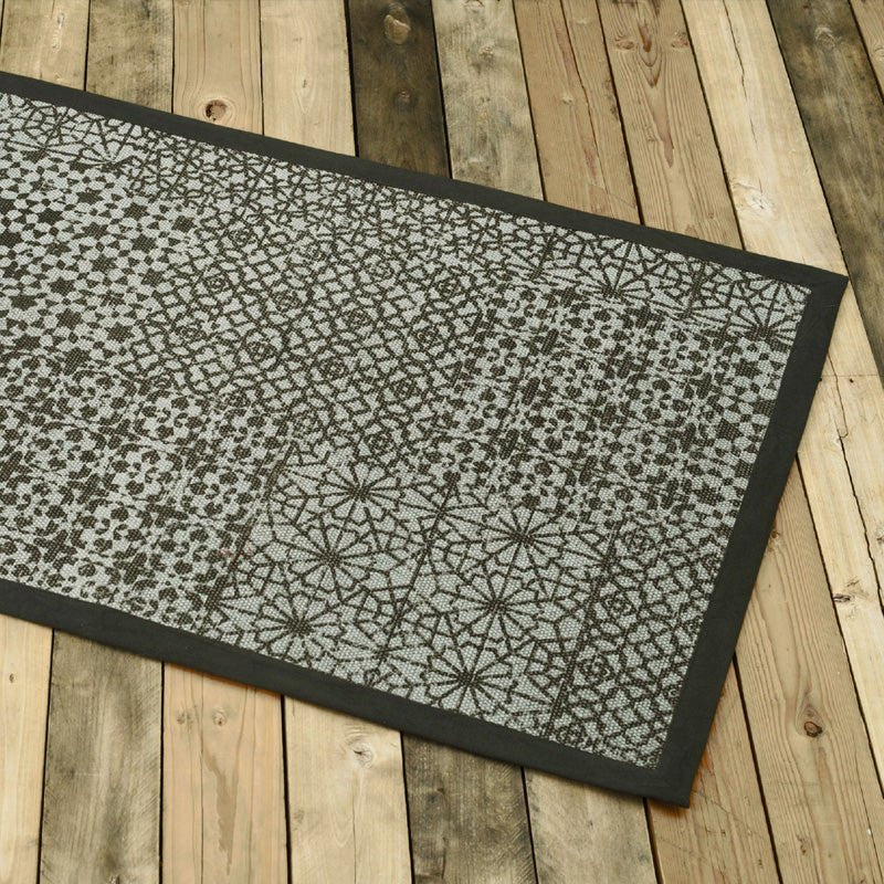 Cotton printed rug, Grey colour geometric print, sizes available