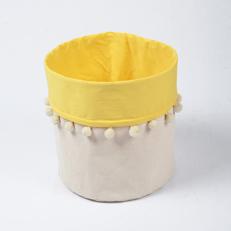 Storage basket, cotton canvas fabric, yellow, laundry hamper, boho bag, sizes available