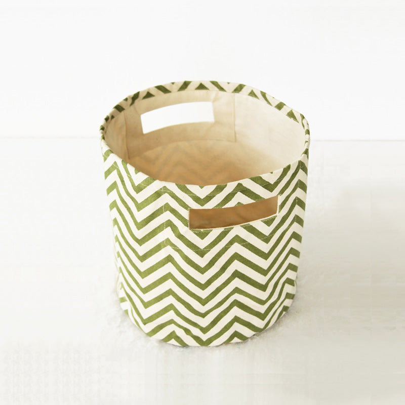 Green Canvas basket, chevron print, storage basket, fabric bin, sizes available