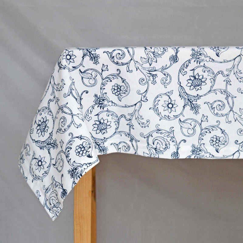 Table cloth - Blue swirl print, sizes available.