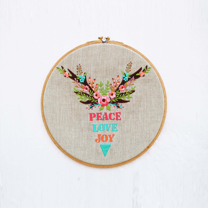 Christmas Embroidery Hoop, linen with multi colors, holiday gift, christmas words.