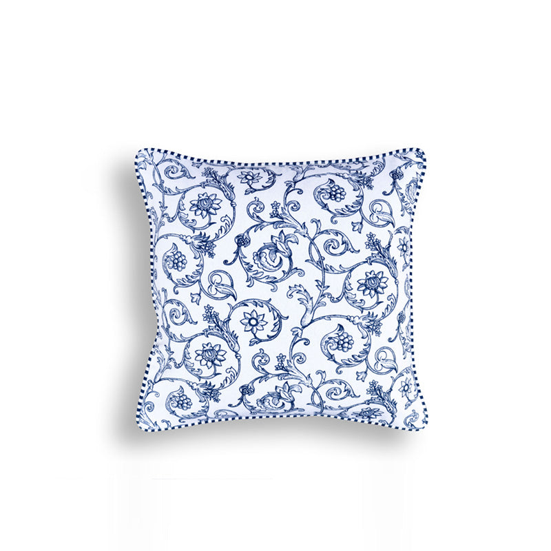 Blue Swirl print pillow cover, cotton cushion cover