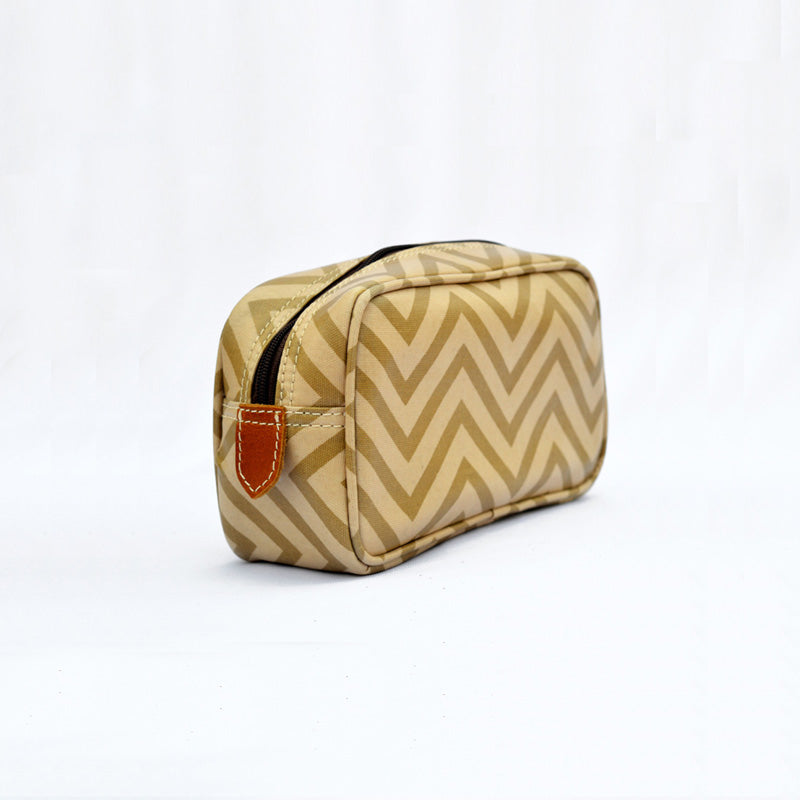 Beige laminated toiletry bag, make up or cosmetic bag