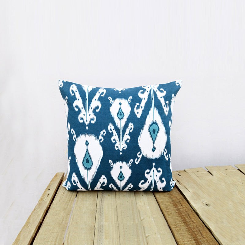 Ikat print, indigo pillow cover, cotton cushion cover