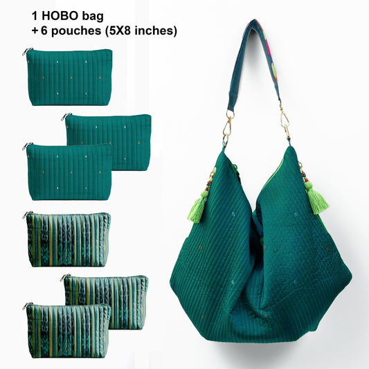 Old Saree New Life – Custom Hobo bag and Pouch Set