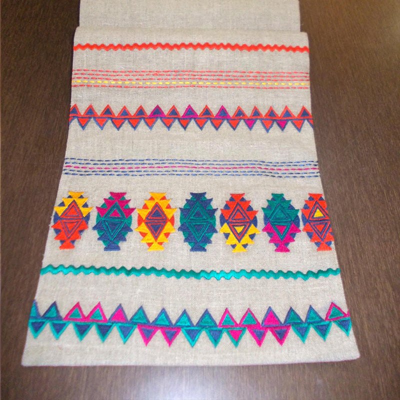 Folk- Kilim table runner -Aztec