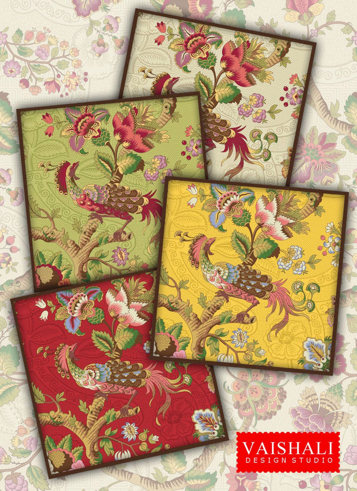 Persian patterns, printable coasters, set of 4 designs, 3.8" x 3.8"