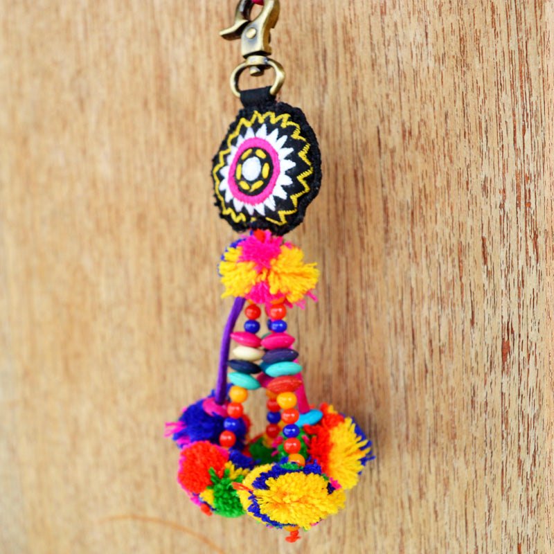 Multicolor tassel, handmade, boho bag charm, tribal, bohemian tassel