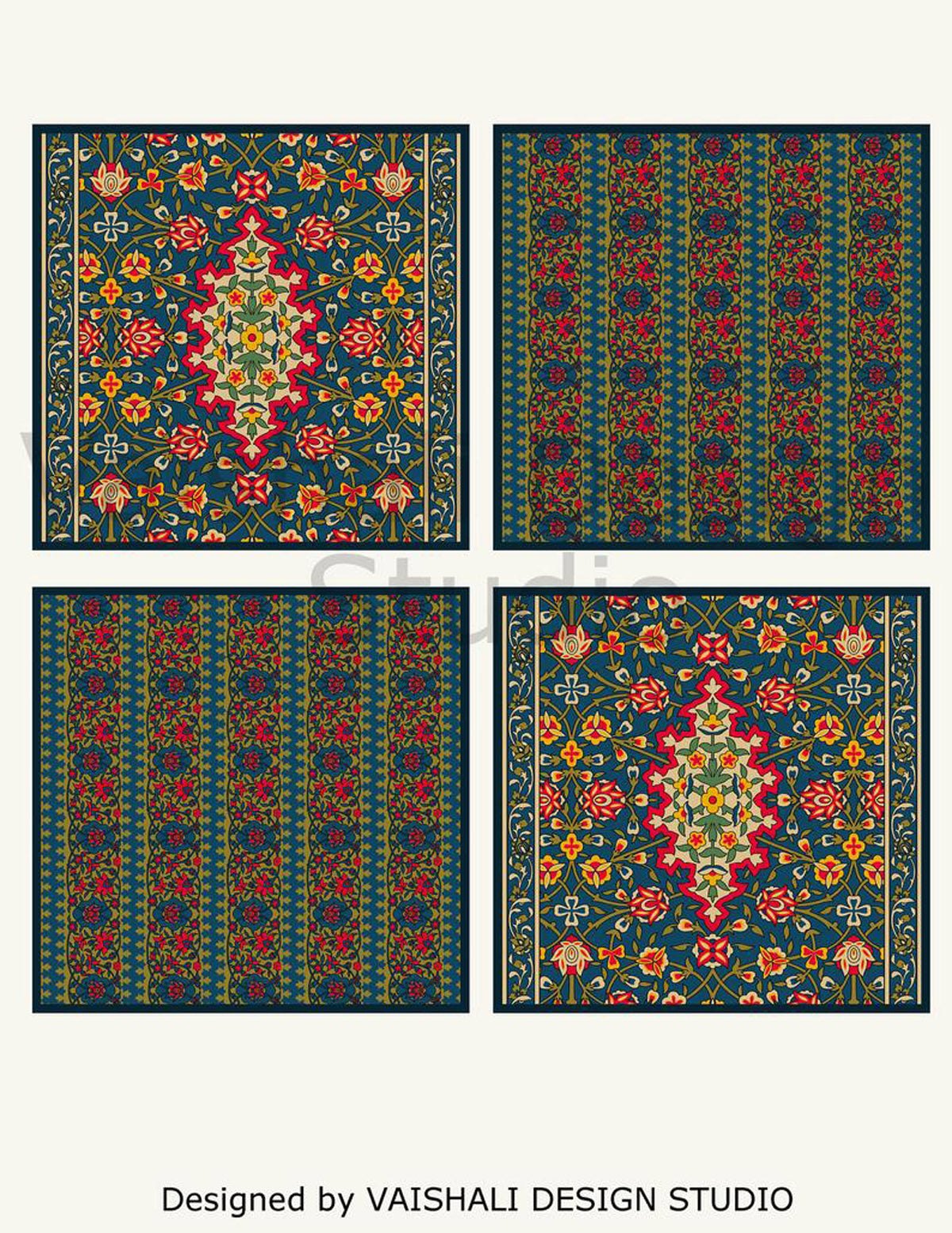 Persian patterns, rich jewel tones, printable coasters, set of 4 designs, 3.8" x 3.8"