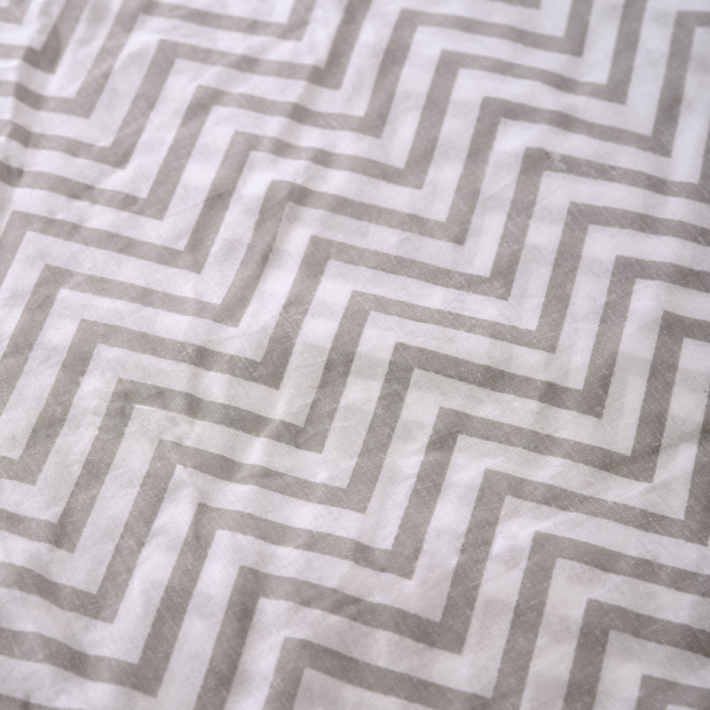 Grey and white Sheer printed fabric, chevron pattern, Geometrical print