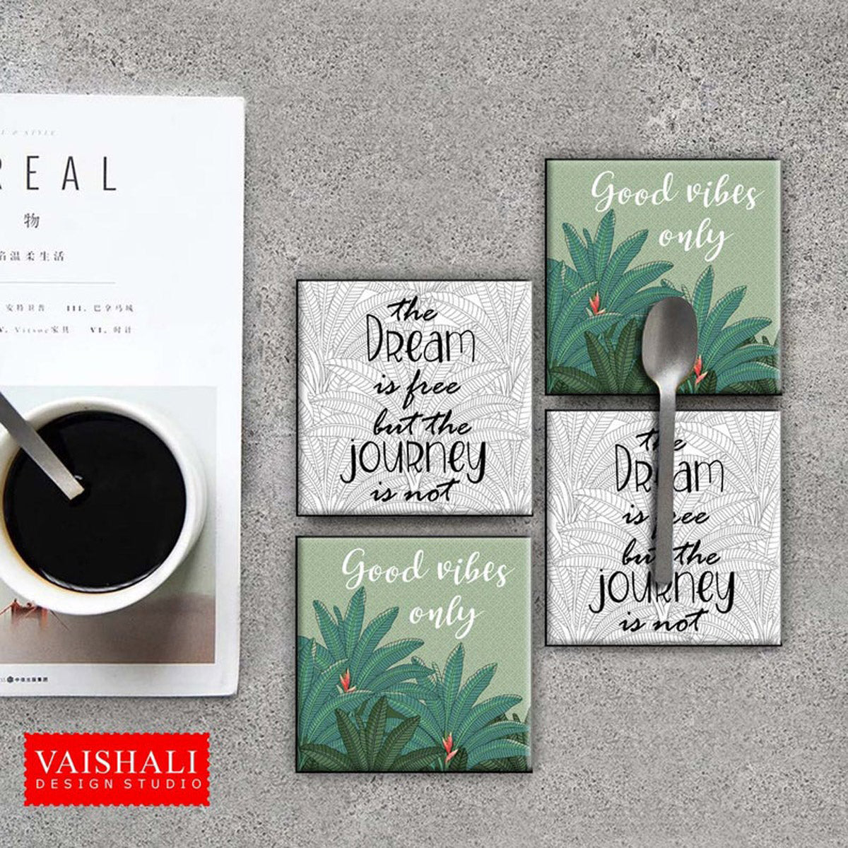 Pichwai art, botanical print, inspirational quotes, printable coasters, set of 4 designs, 3.8"X3.8"