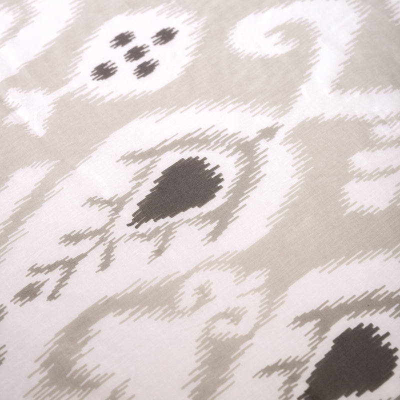 Grey Ikat print sheer fabric, ikat pattern cotton fabric