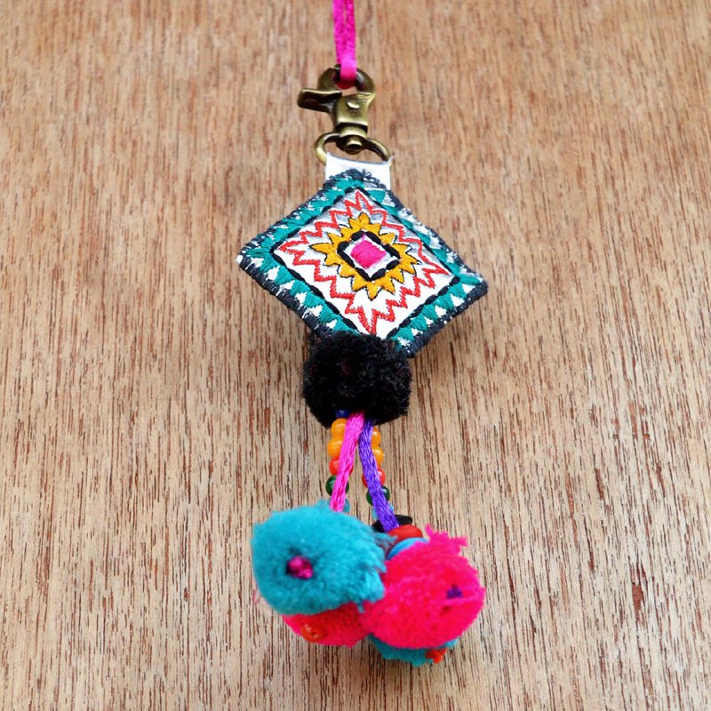 Multicolor tassel, handmade, boho bag charm, tribal, bohemian, moroccan size 5" or 12.5 cms