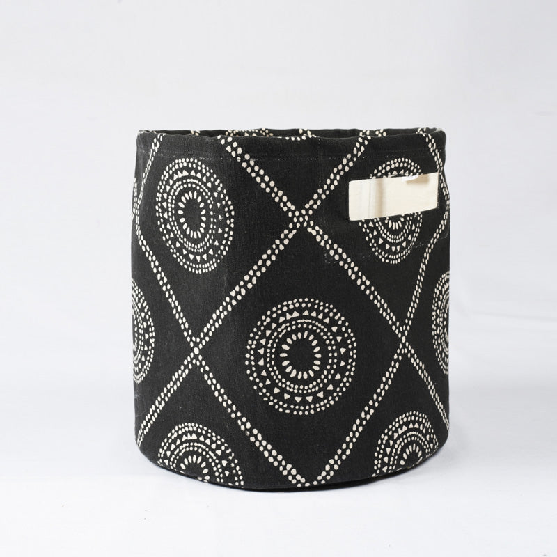 Canvas storage basket, hamong print in black and white, sizes available