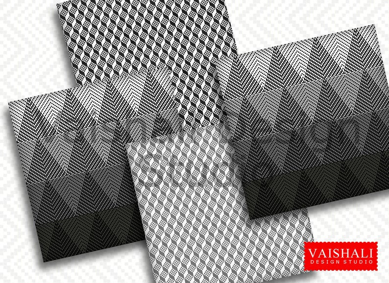 Woven texture, black & white printable coasters, set of 4 designs, 3.8"X3.8"