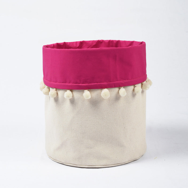 Storage basket, cotton canvas fabric, pink, laundry hamper, boho bag, sizes available