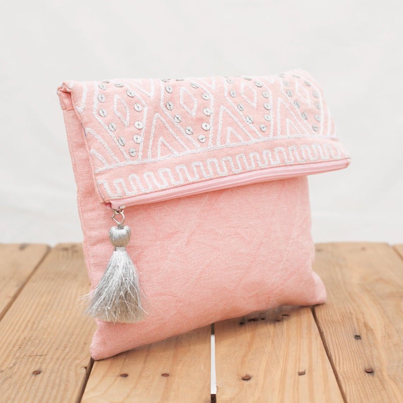Chalkboard – Blush pink foldover clutch