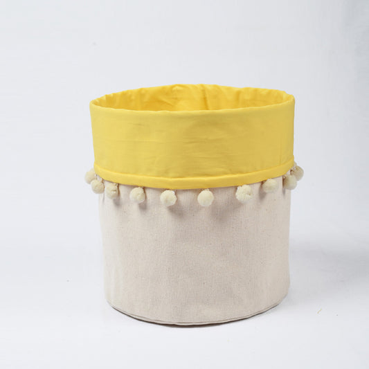 Storage basket, cotton canvas fabric, yellow, laundry hamper, boho bag, sizes available