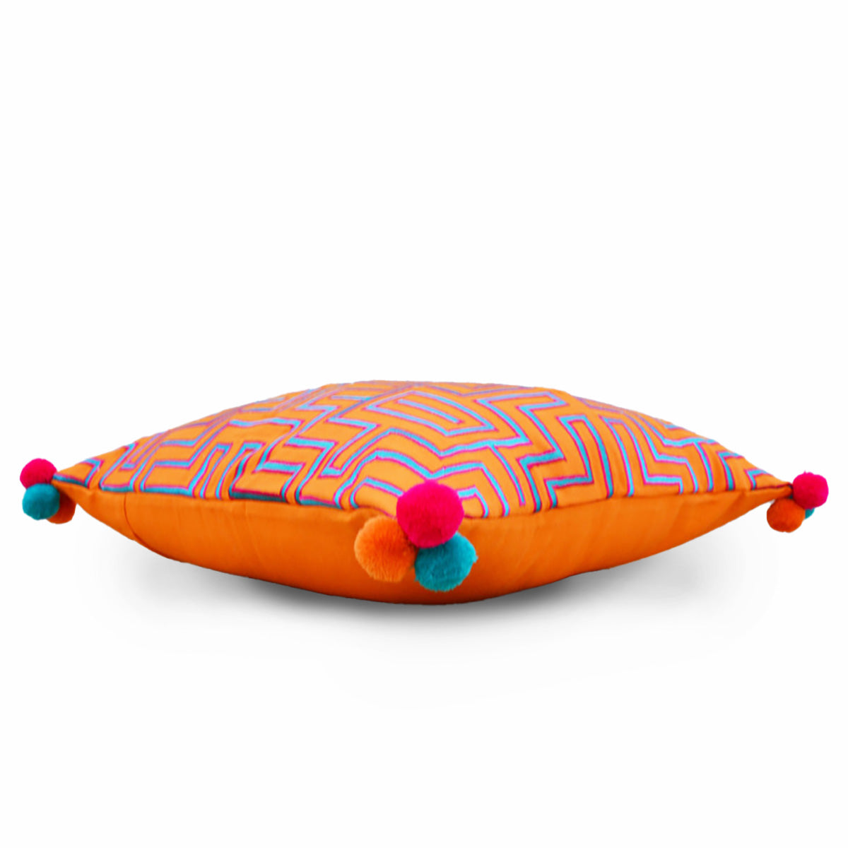 Mola -Tangerine pillow cover, embroidered cushion cover