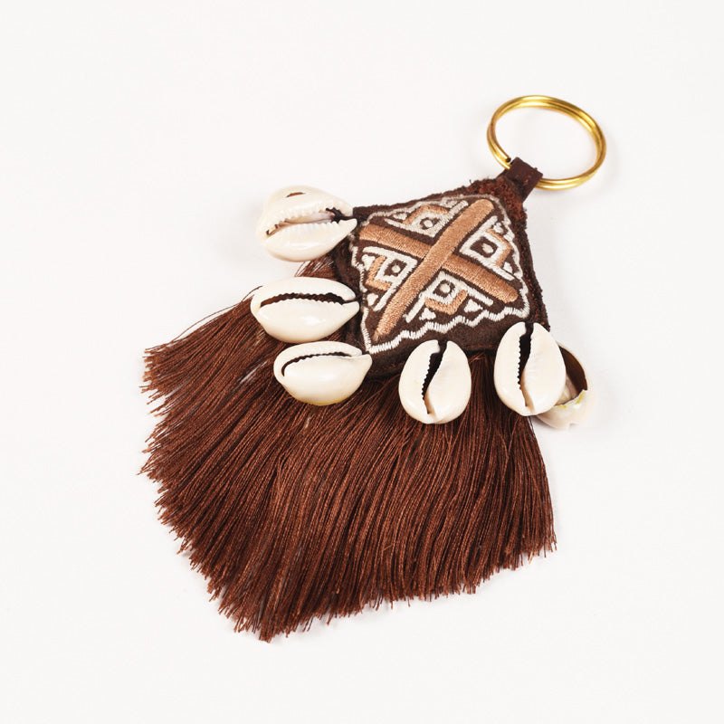 Tribal tassel, handmade, boho bag charm, gypsy charm, earth colours, size 5" or 12.5 cms
