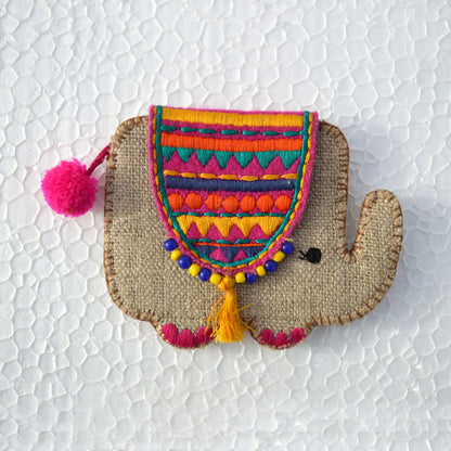 Elephant coin bag, wire holder, handmade, gift, bohemian, 4X4.5 inches