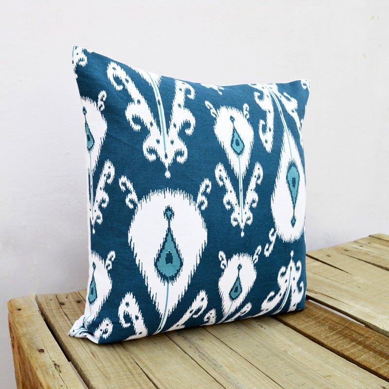 Ikat print, indigo pillow cover, cotton cushion cover