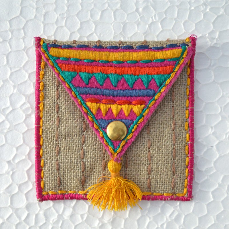 Pocket sqaure coin bag, wire holder, handmade, gift, bohemian, moroccan