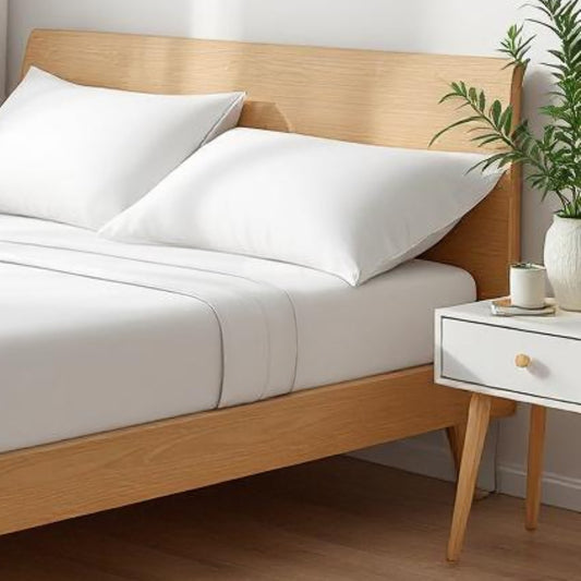 200TC flat sheet set, premium cotton in white colour - Vliving