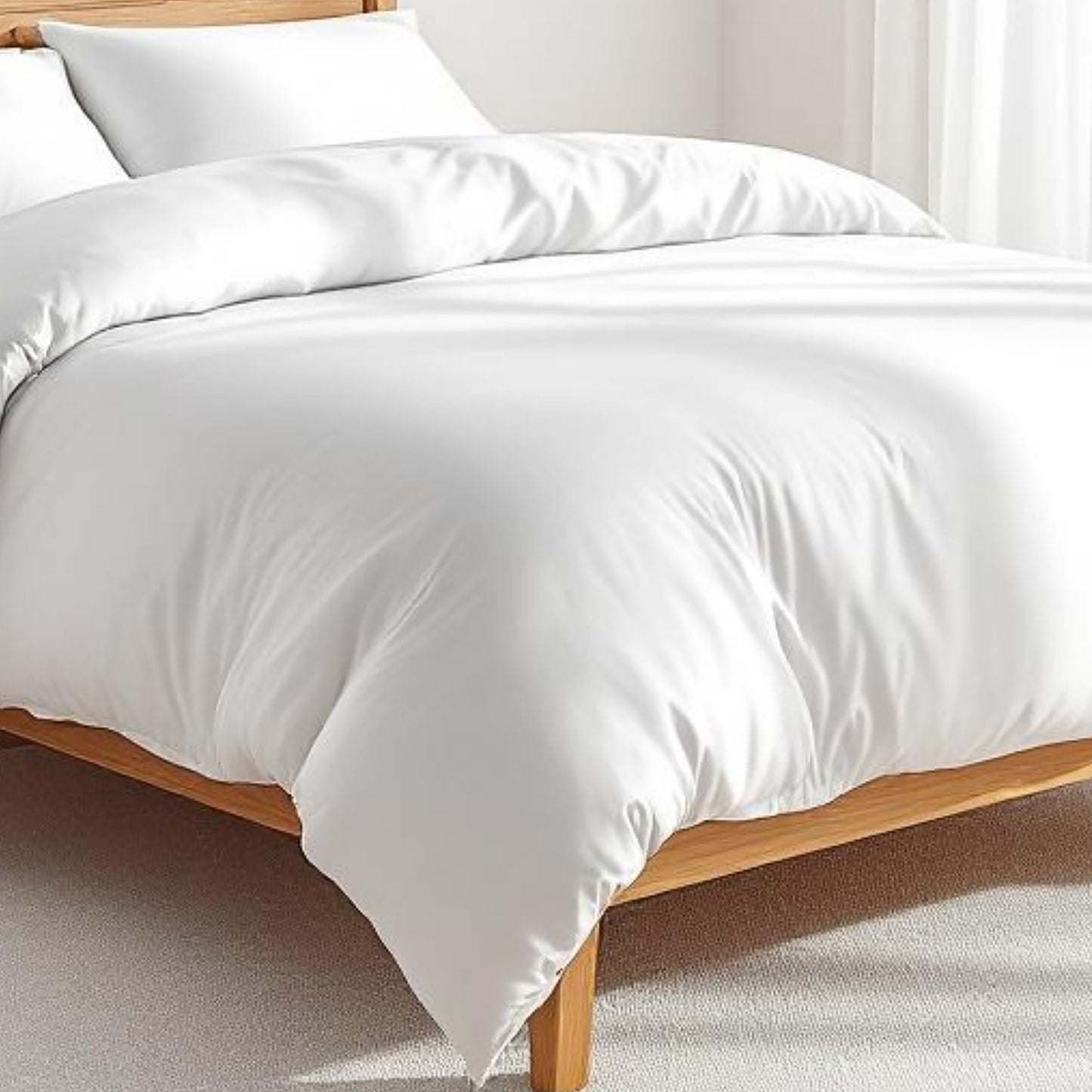 200TC Duvet cover, white premium cotton percale - Vliving
