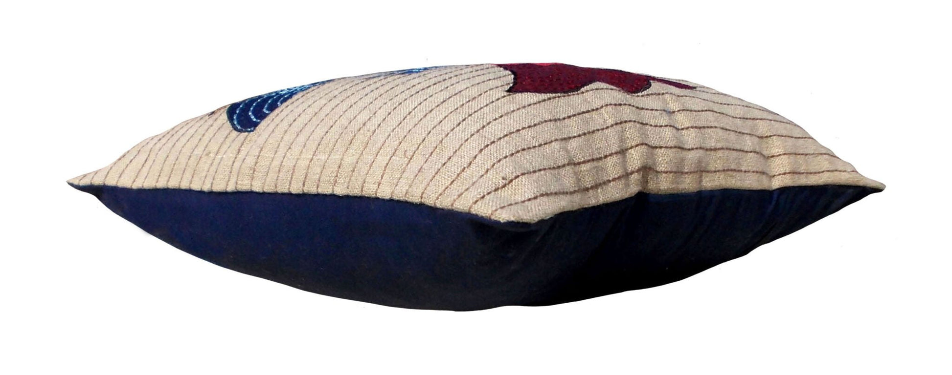 GONDAL ART Linen pillow cover, peacock motif, appliqued and embroidered pillow, size 16X16 inches