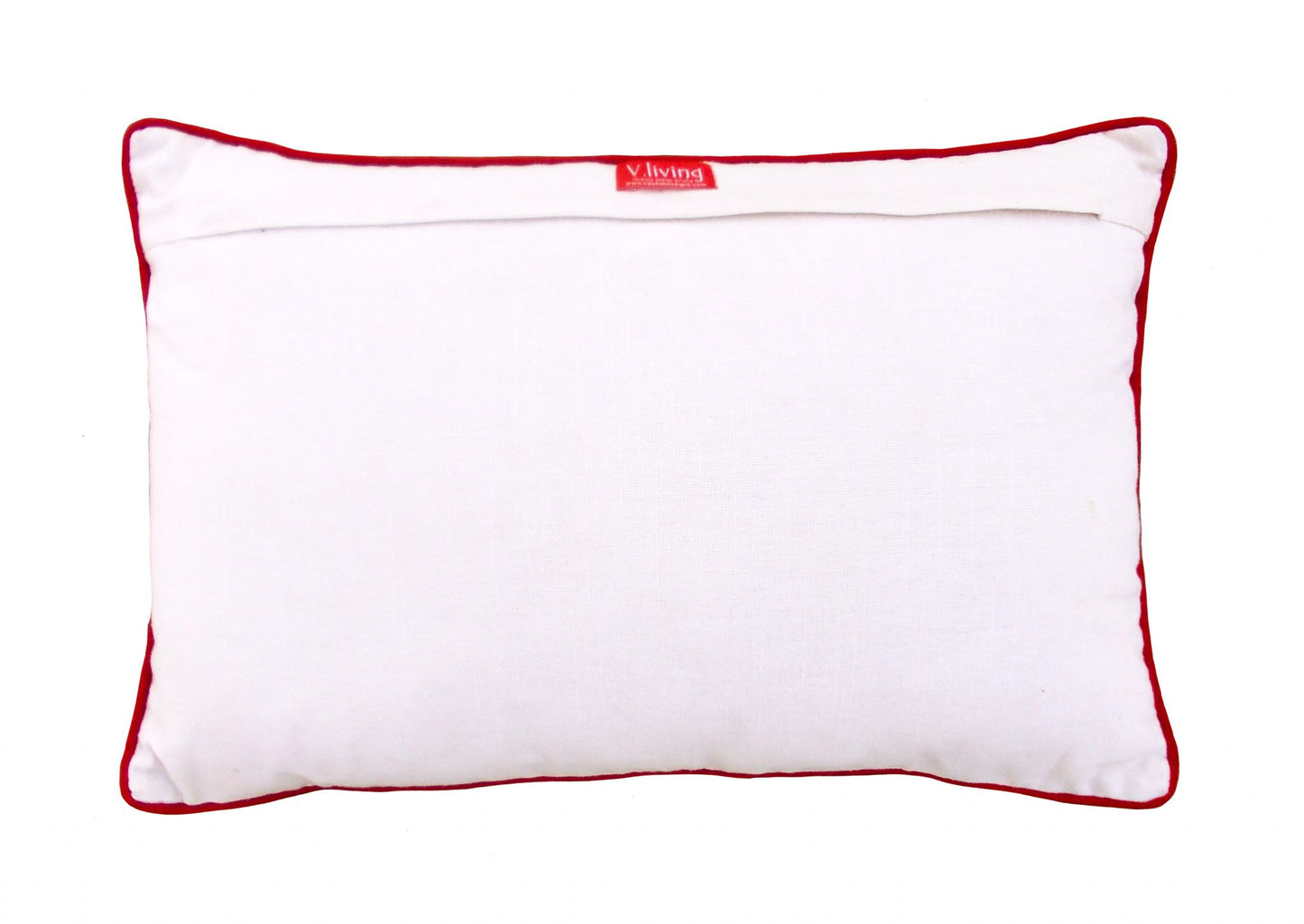 Valentine pillow cover, linen with red and turquoise combination, postcard style