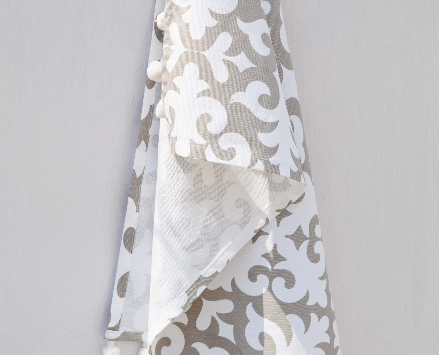 Kitchen towel, Grey print on white, moroccan print, 100% cotton, size 20"X28"