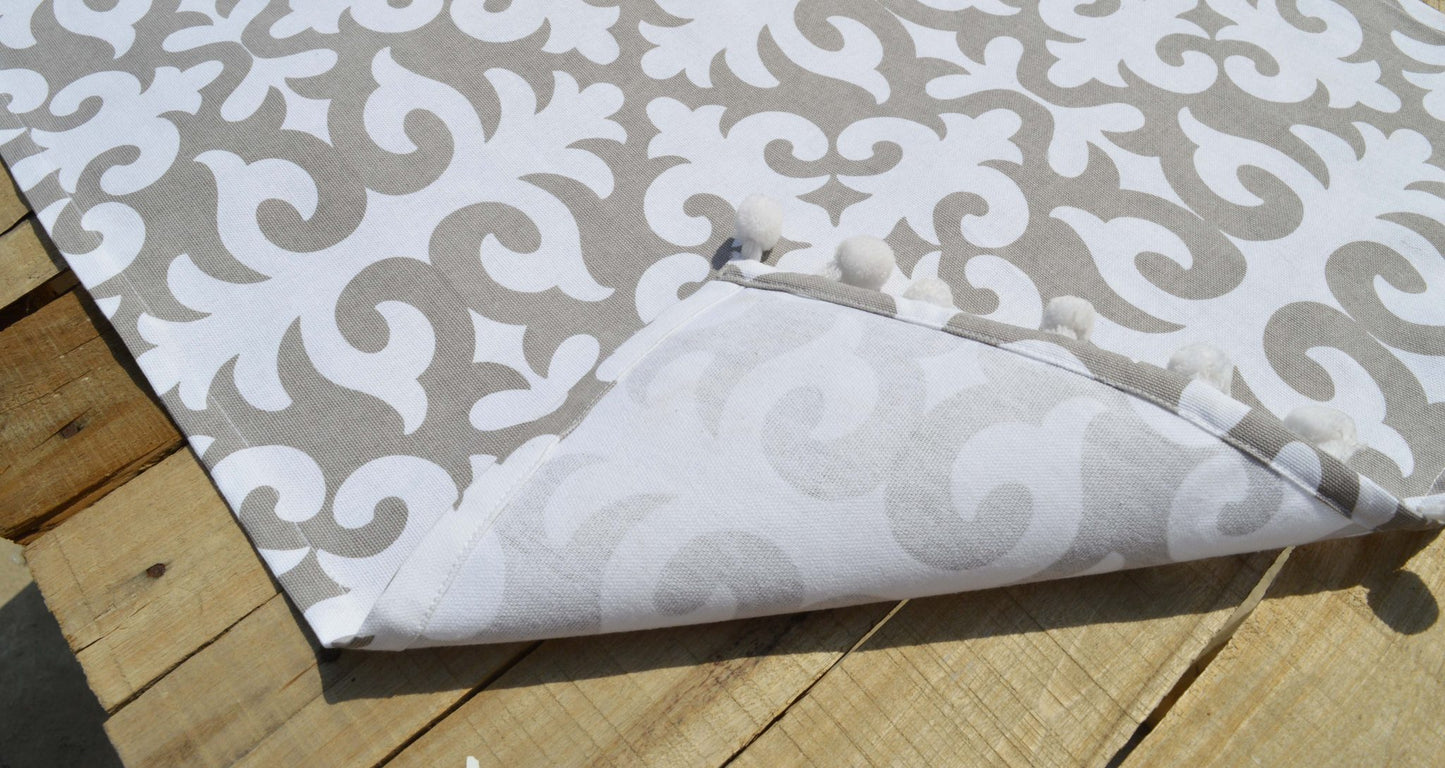 Kitchen towel, Grey print on white, moroccan print, 100% cotton, size 20"X28"