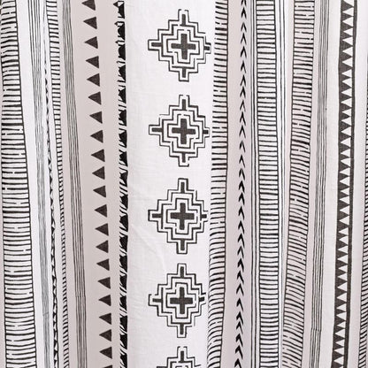 Black and white curtain Panel, cabana print, cotton voile curtains