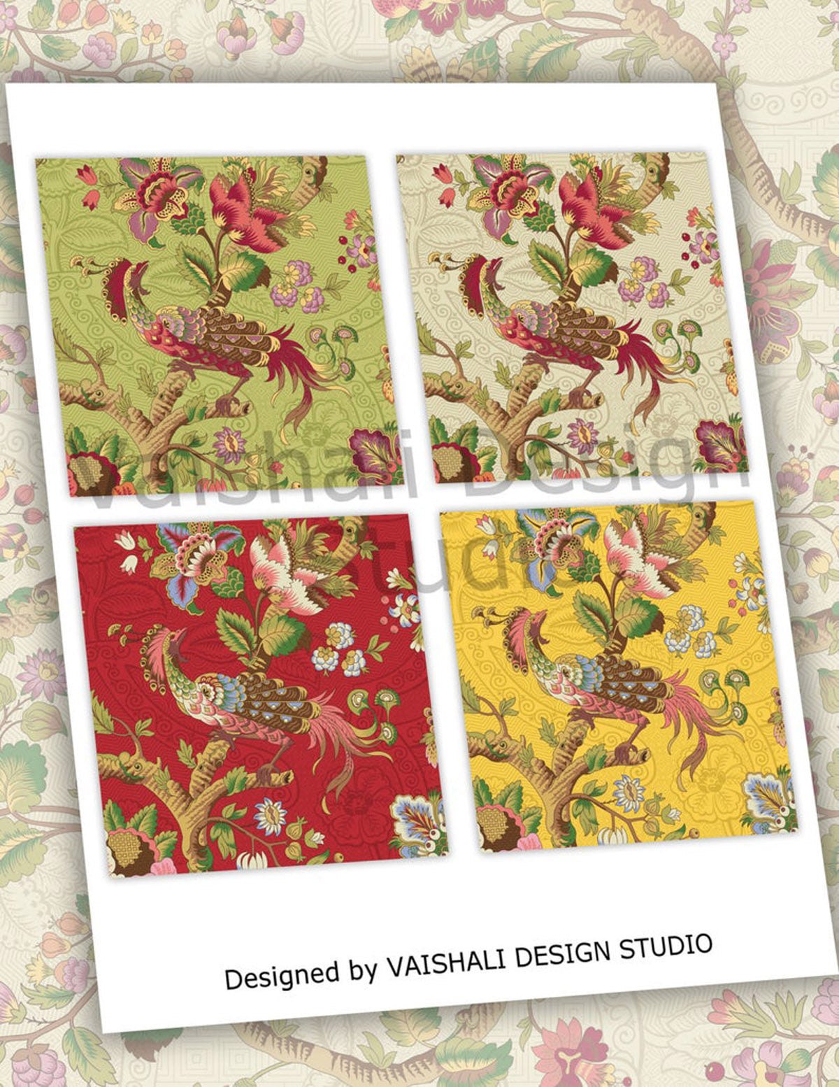 Persian patterns, printable coasters, set of 4 designs, 3.8" x 3.8"