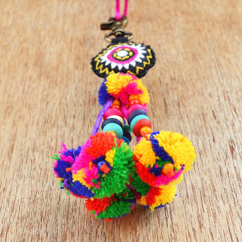 Multicolor tassel, handmade, boho bag charm, tribal, bohemian tassel