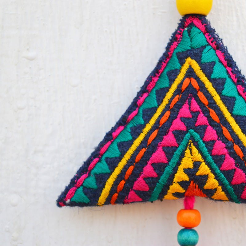 Multicolor triangle tassel, handmade, boho bag charm