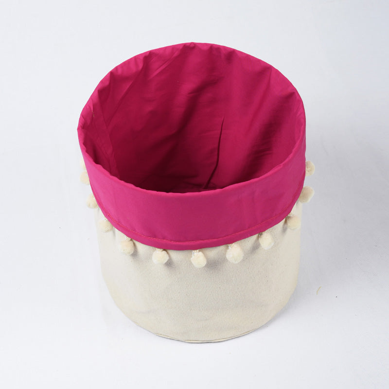 Storage basket, cotton canvas fabric, pink, laundry hamper, boho bag, sizes available