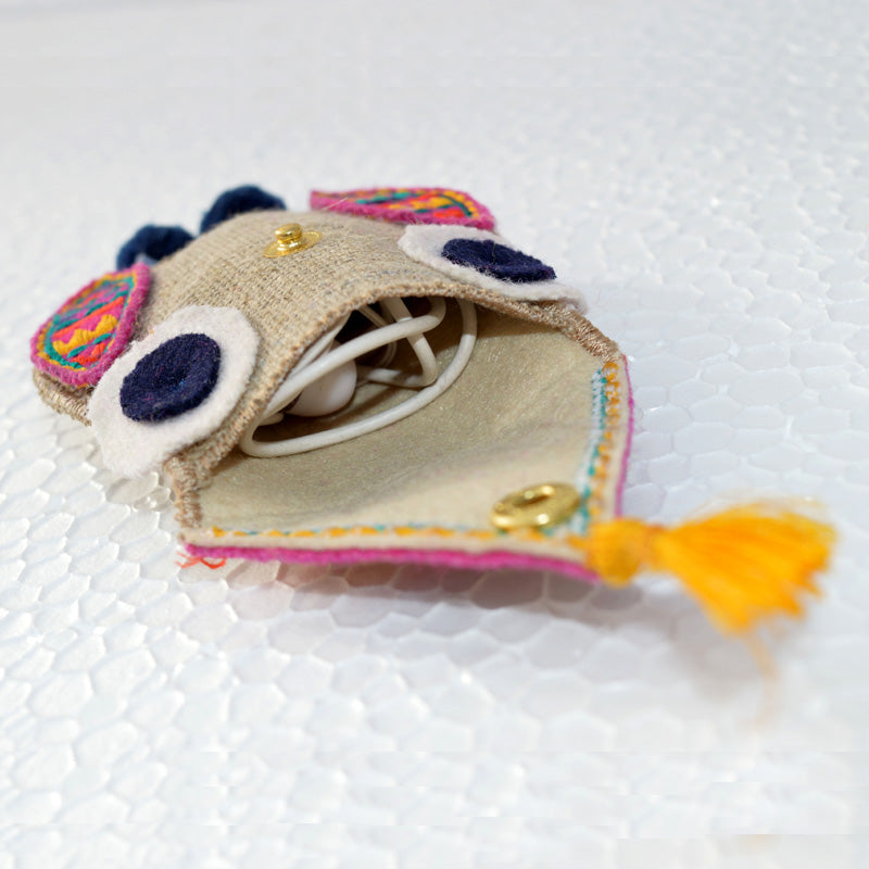 Owl coin bag, wire holder, handmade, gift, bohemian, moroccan size 4X3 inches