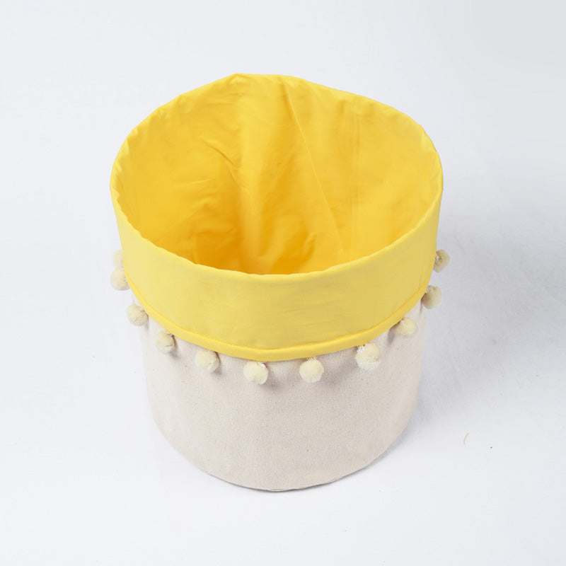 Storage basket, cotton canvas fabric, yellow, laundry hamper, boho bag, sizes available