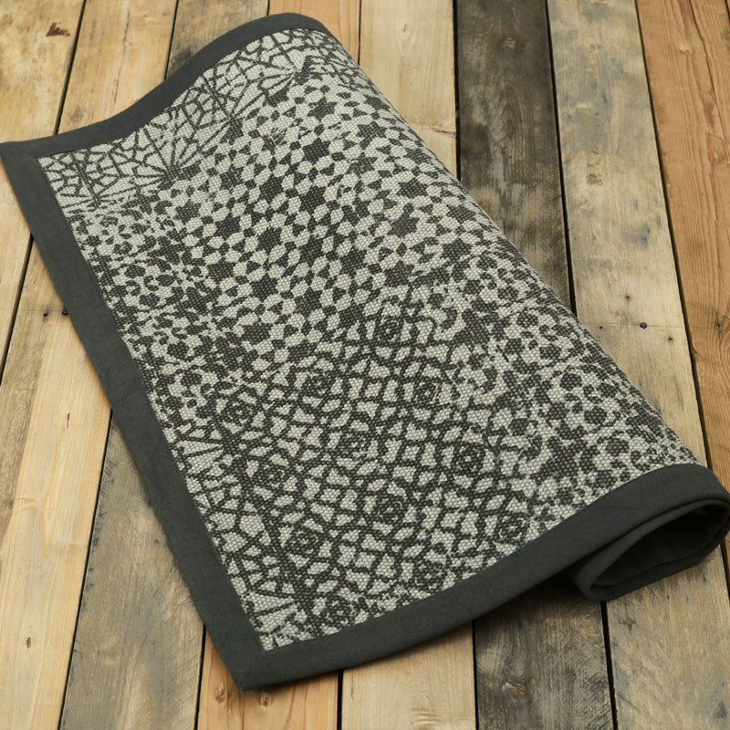 Cotton printed rug, Grey colour geometric print, sizes available