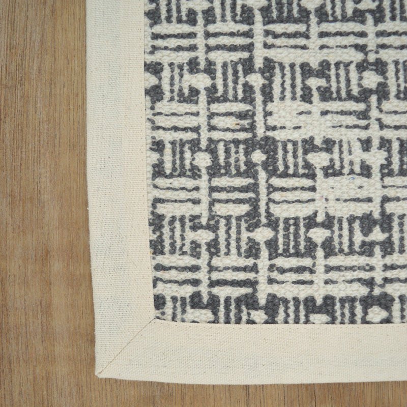Printed cotton rug, gray color, texture print, weave print, 100% cotton, size 24X36 inches