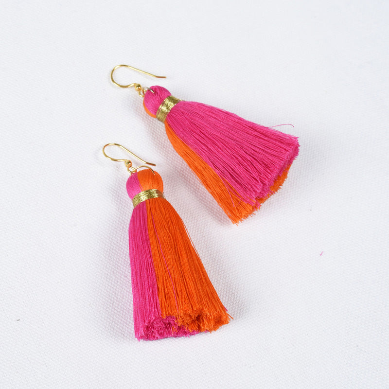 Tassel earring, two colour, Boho jewelry, threader earrings, tribal earrings, danglers