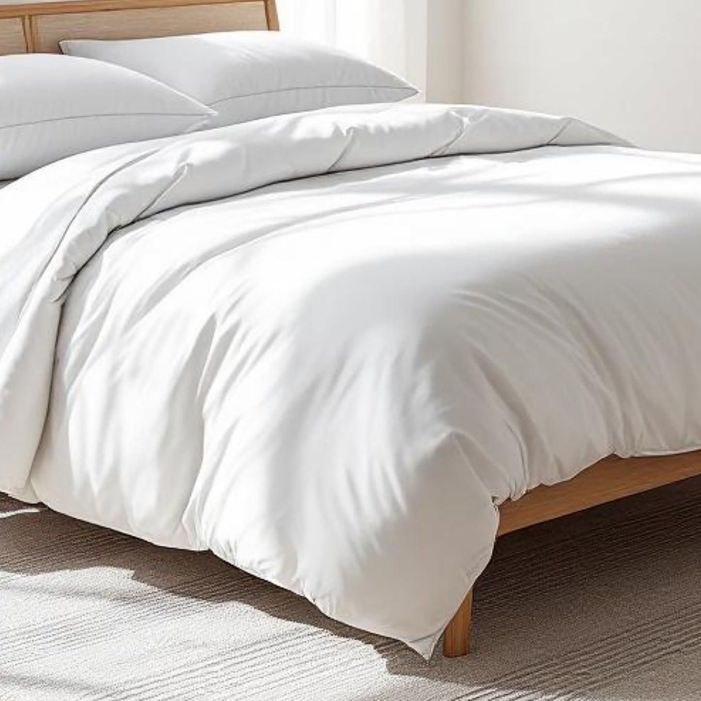 300TC Duvet cover, white premium cotton satin