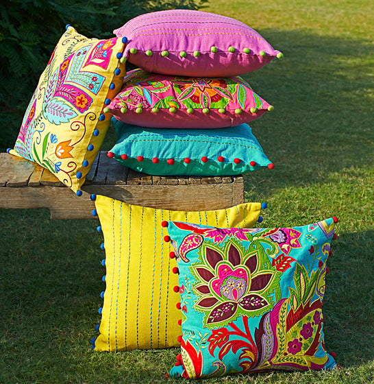 Stylized Solid -(Yellow)- Cushion Cover - Vliving