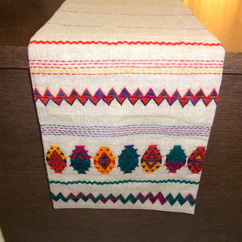 Folk- Kilim table runner -Aztec