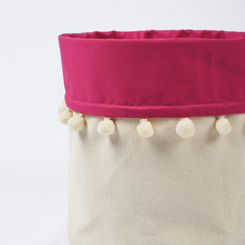 Storage basket, cotton canvas fabric, pink, laundry hamper, boho bag, sizes available