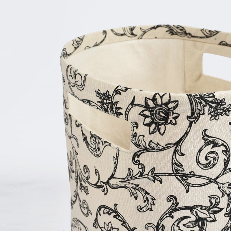 Canvas storage basket, swirl print in black and white, sizes available